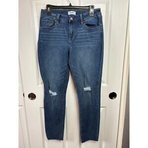 Oat New York Mid-Rise Skinny Ankle Women's Blue Jeans Distressed Size 29